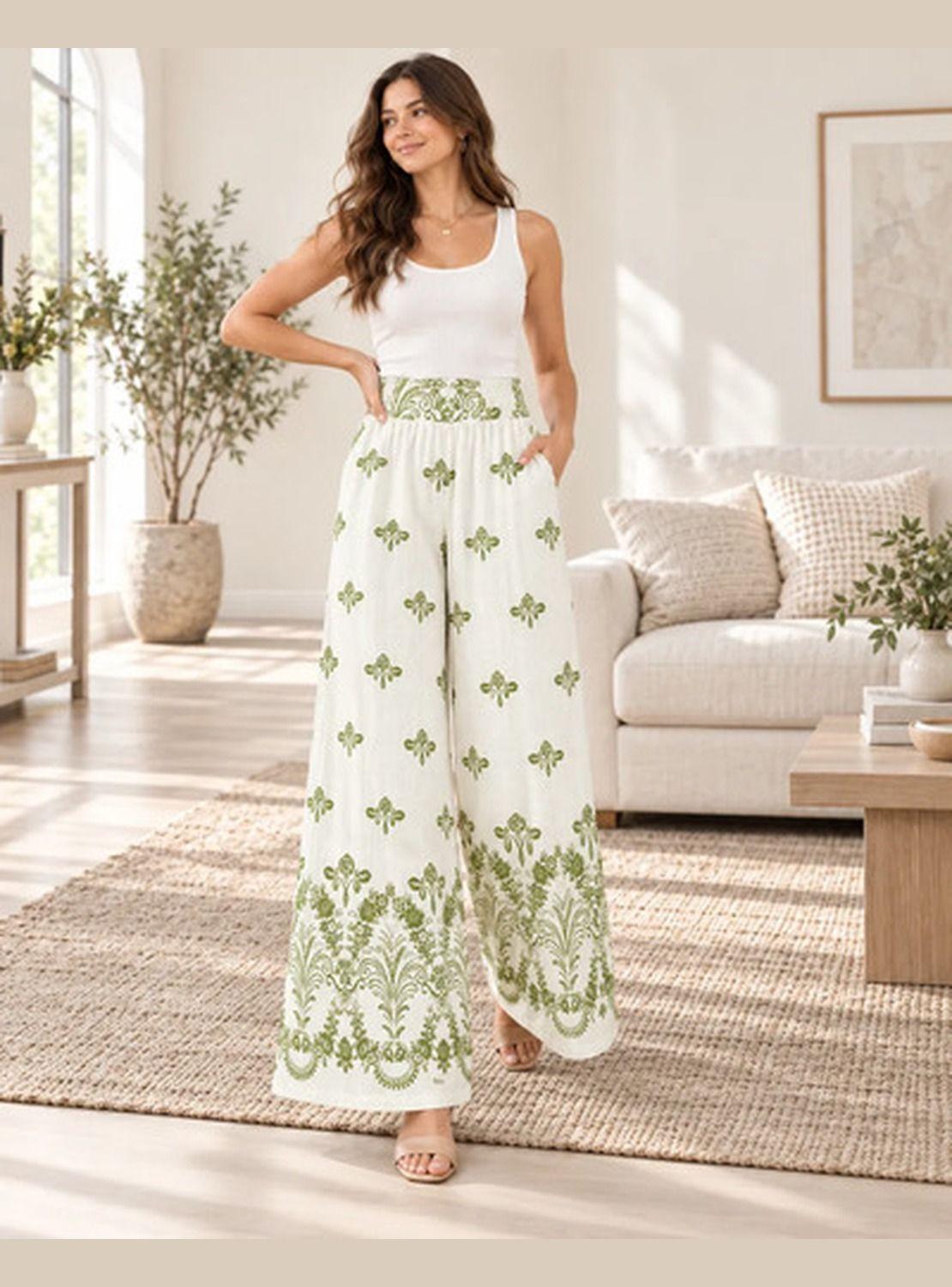 Pantalón Mujer Palazzo Modelo Florencia Estampado-0
