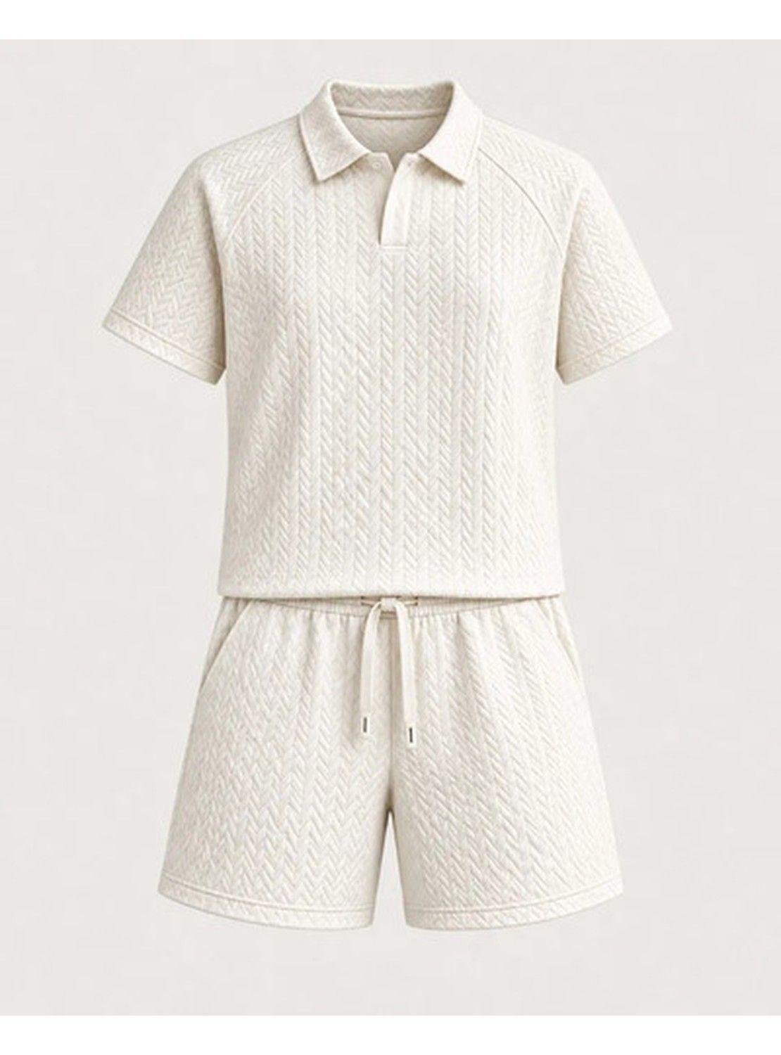 Conjunto Hombre Polera Polo Manga Corta Short Texturizado-0
