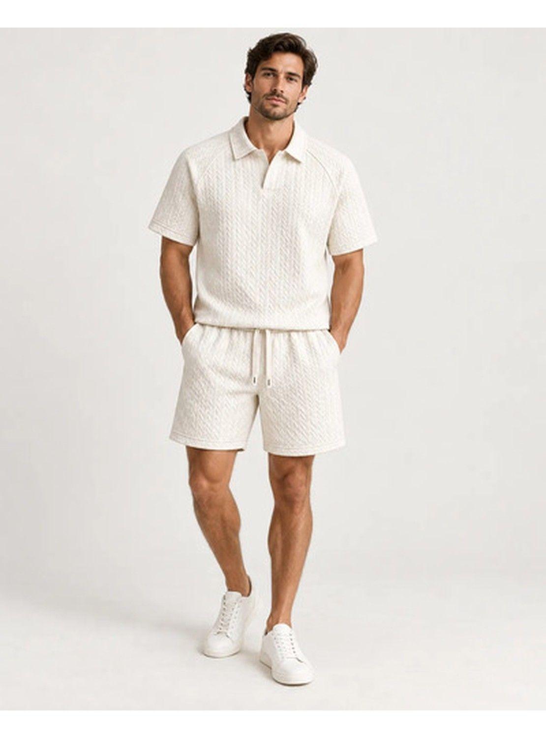 Conjunto Hombre Polera Polo Manga Corta Short Texturizado-1