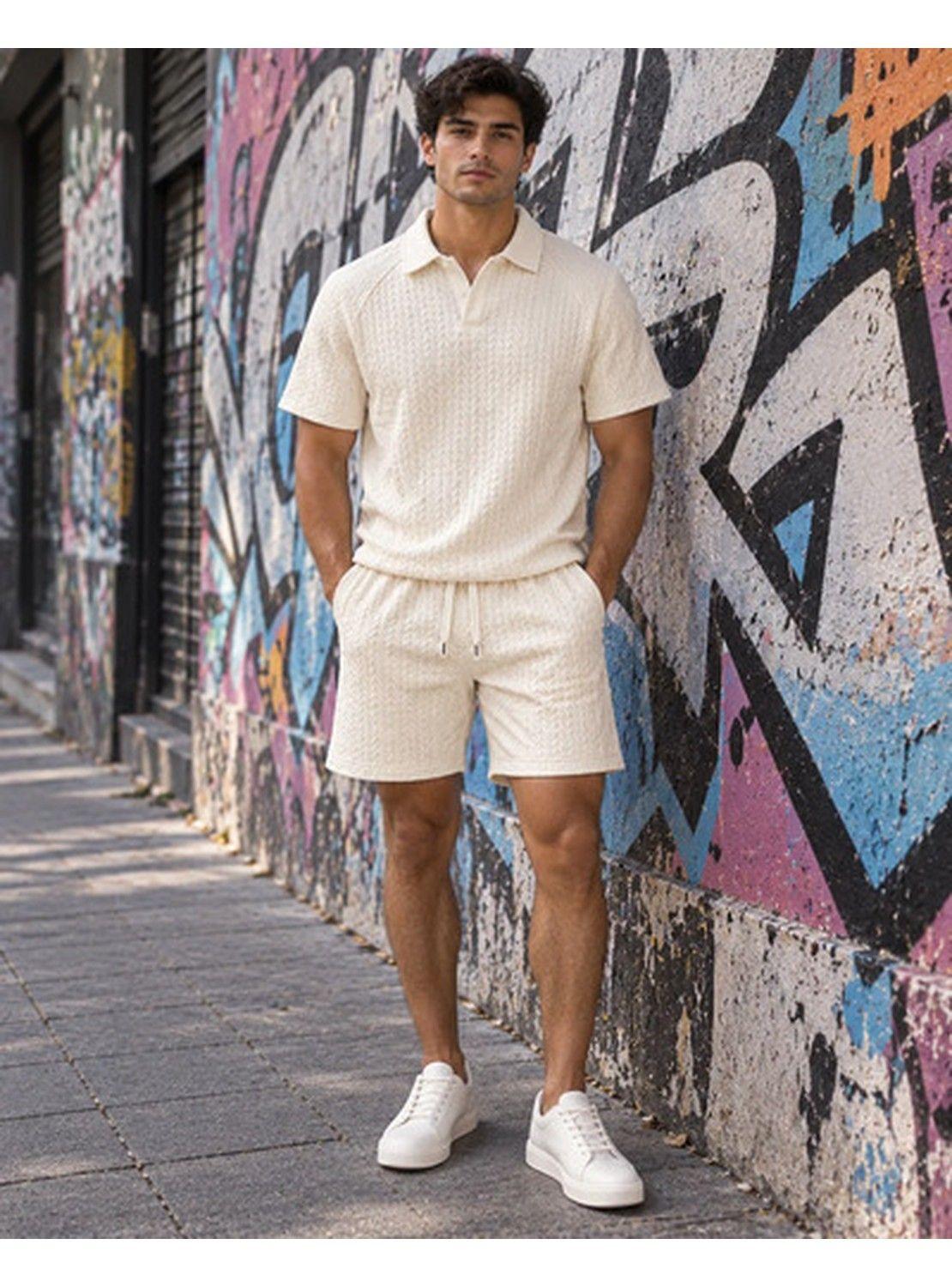 Conjunto Hombre Polera Polo Manga Corta Short Texturizado-6