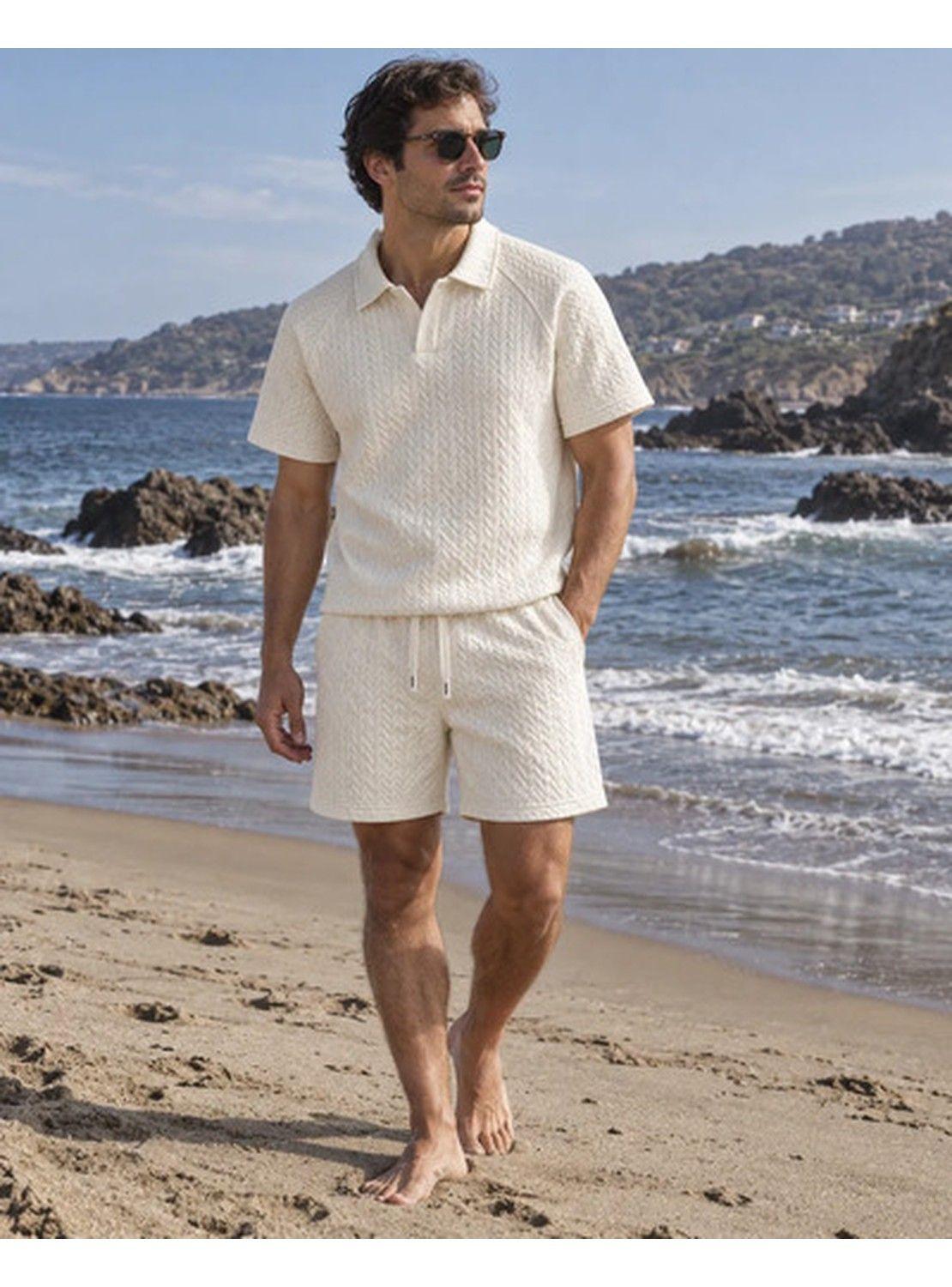 Conjunto Hombre Polera Polo Manga Corta Short Texturizado-7