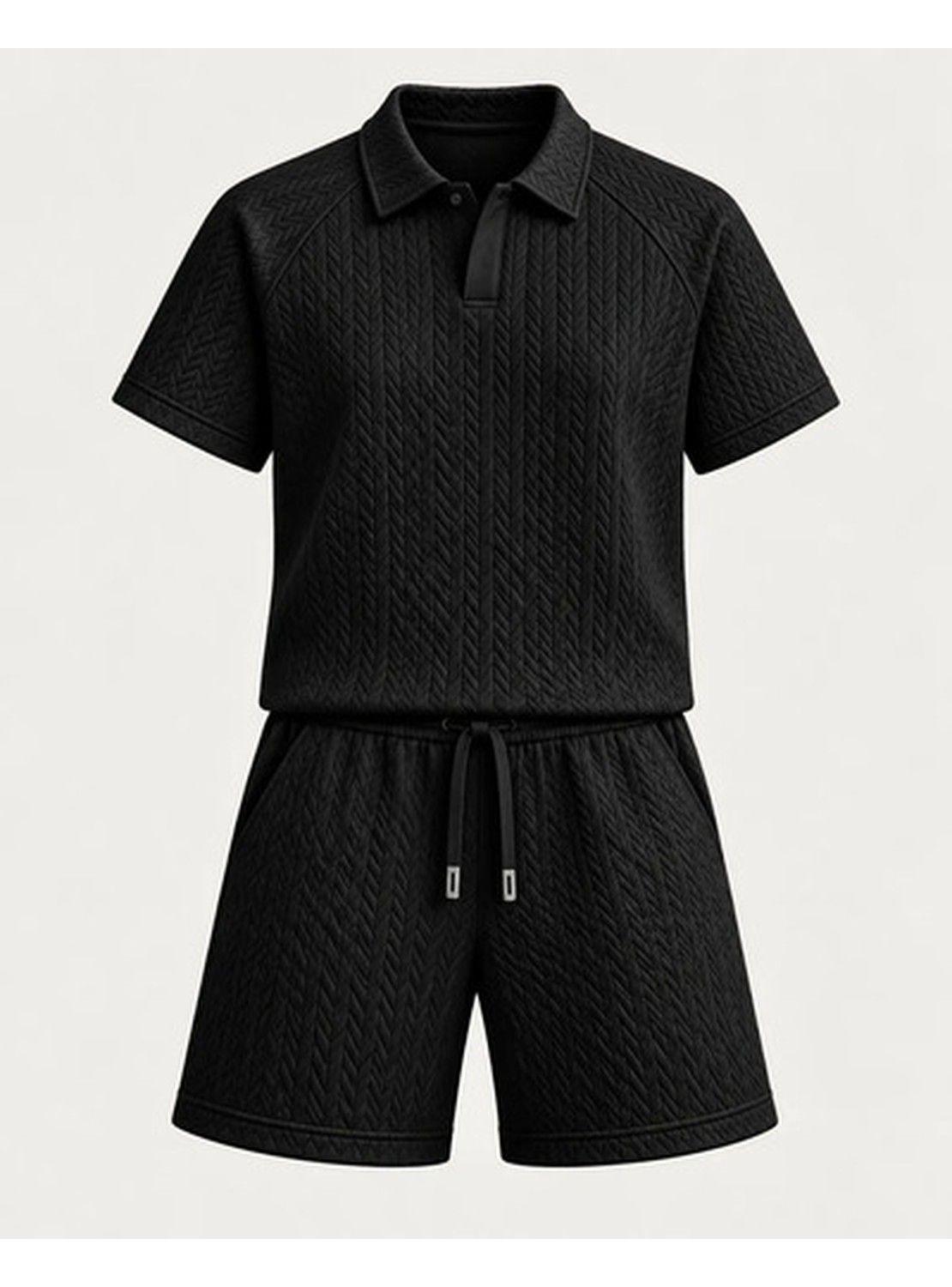 Conjunto Hombre Polera Polo Manga Corta Short Texturizado-0