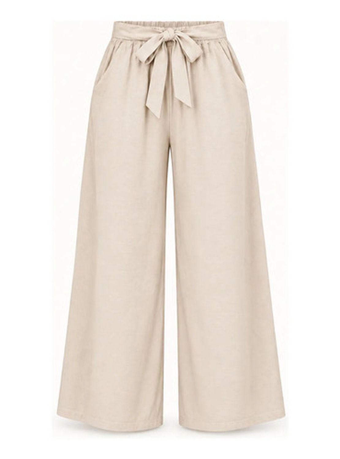 Pantalón NAZ Mujer Palazzo Cintura Elasticada Con Lazo-1