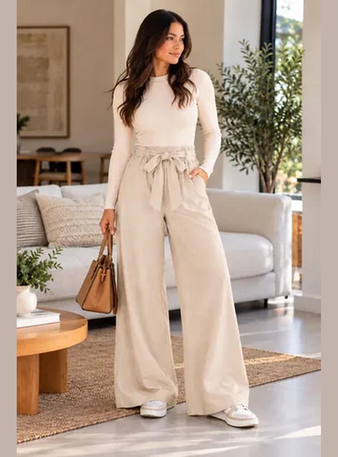 Pantalón NAZ Mujer Palazzo Cintura Elasticada Con Lazo-4