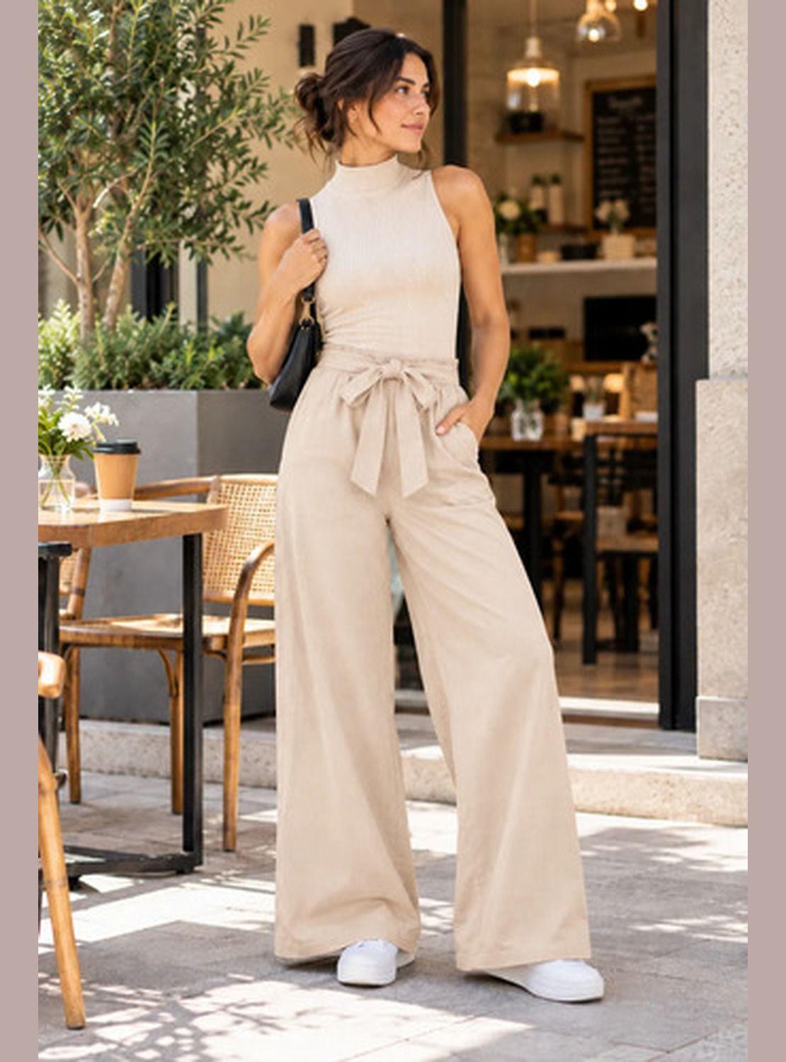 Pantalón NAZ Mujer Palazzo Cintura Elasticada Con Lazo-5