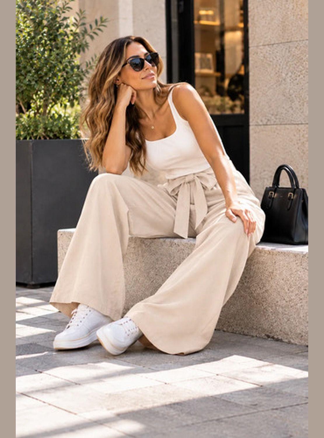 Pantalón NAZ Mujer Palazzo Cintura Elasticada Con Lazo-6