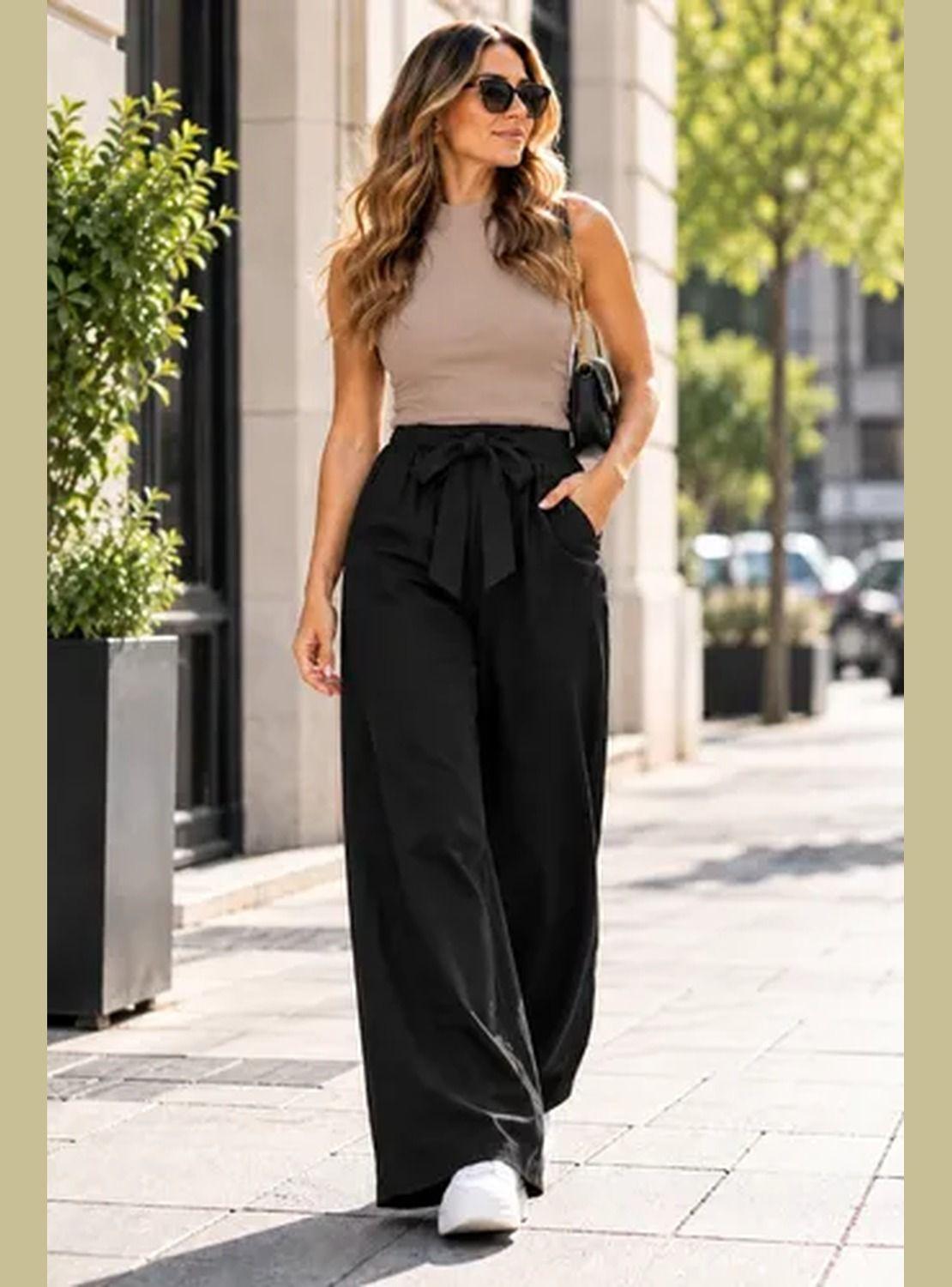 Pantalón NAZ Mujer Palazzo Cintura Elasticada Con Lazo-0