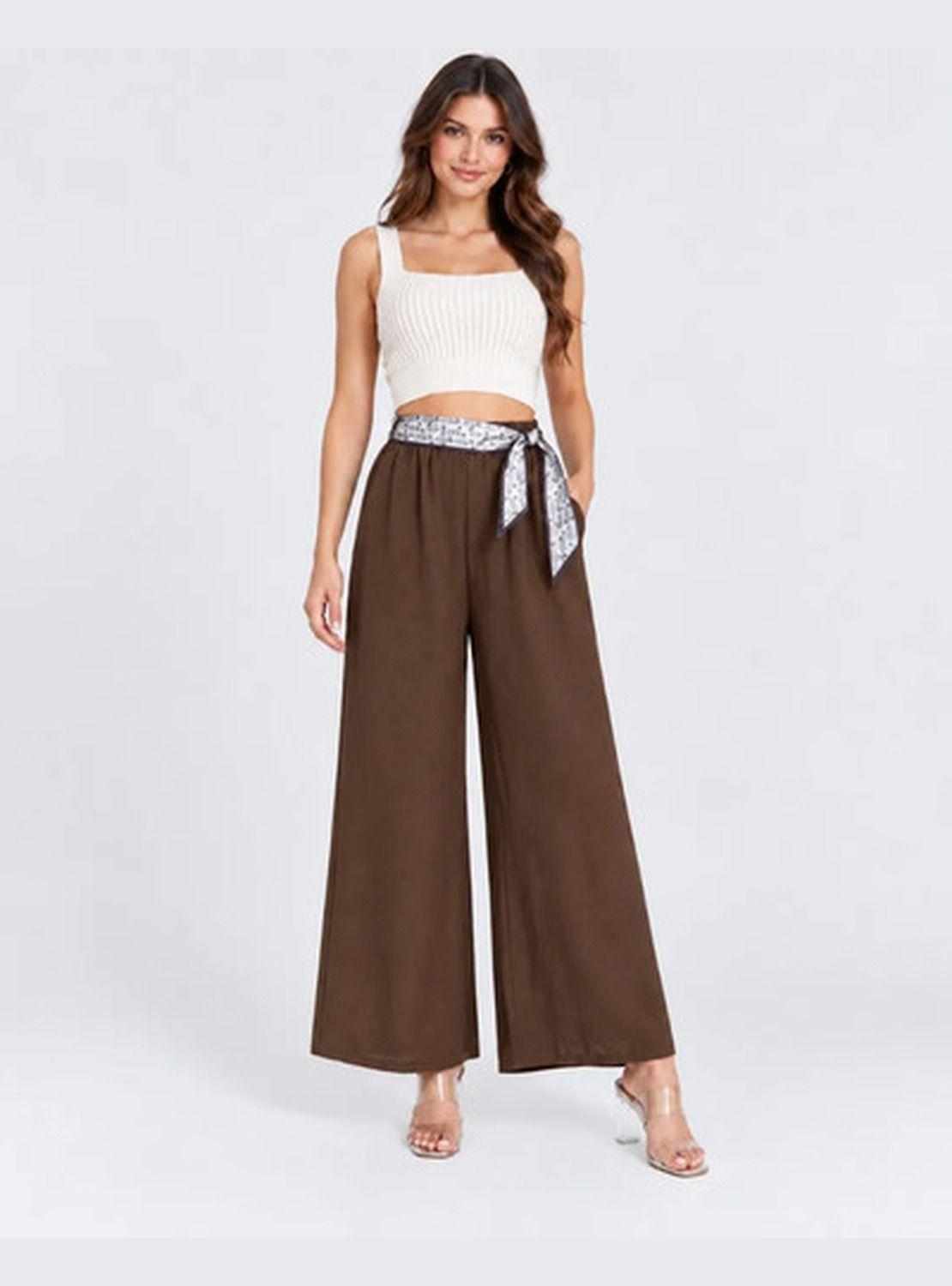 Pantalón NAZ Mujer Palazzo Pierna Ancha Con Lazo Decorativo-0