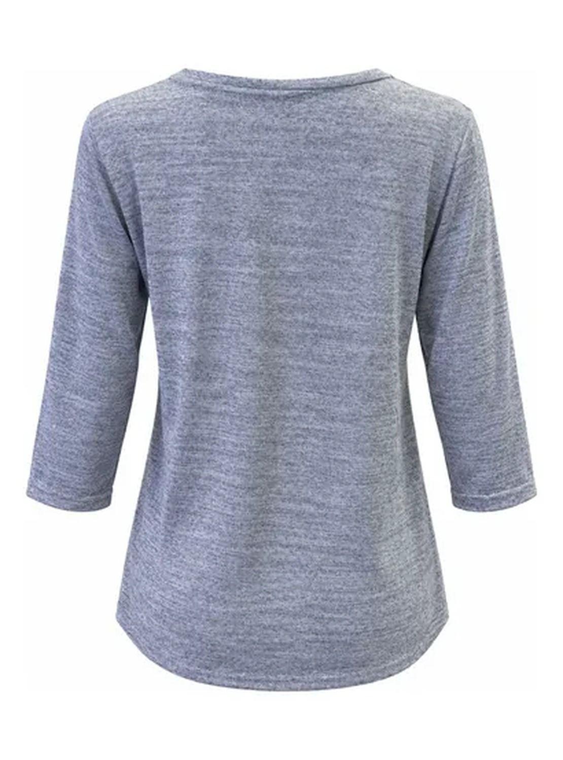 Polera Mujer Manga 3/4 Escote V Con Detalles Metálicos-2