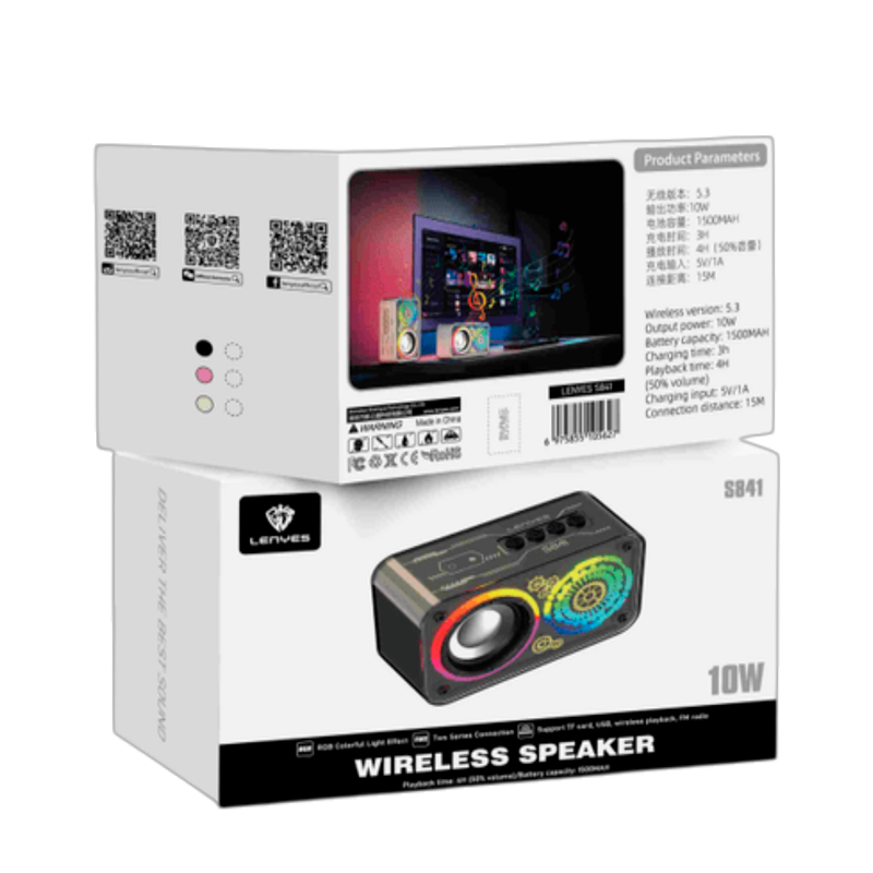 PARLANTE BLUETOOTH LENYES S841  POTENTE SONIDO DISEÑO MODERNO Y LUCES RGB ESPECTACULARES-2