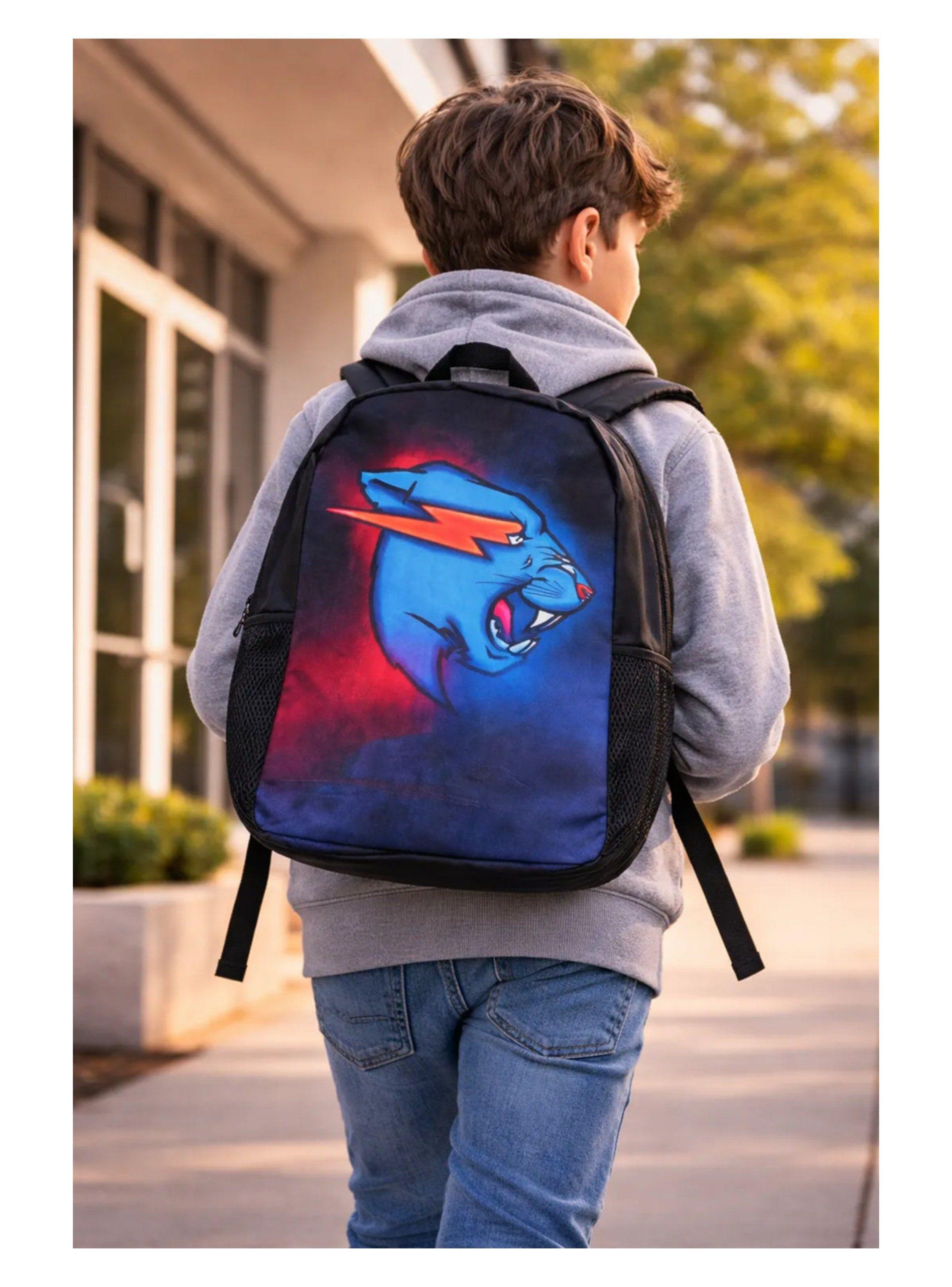 Mochila Mr Beast Negra Poliéster Con Porta Notebook-2