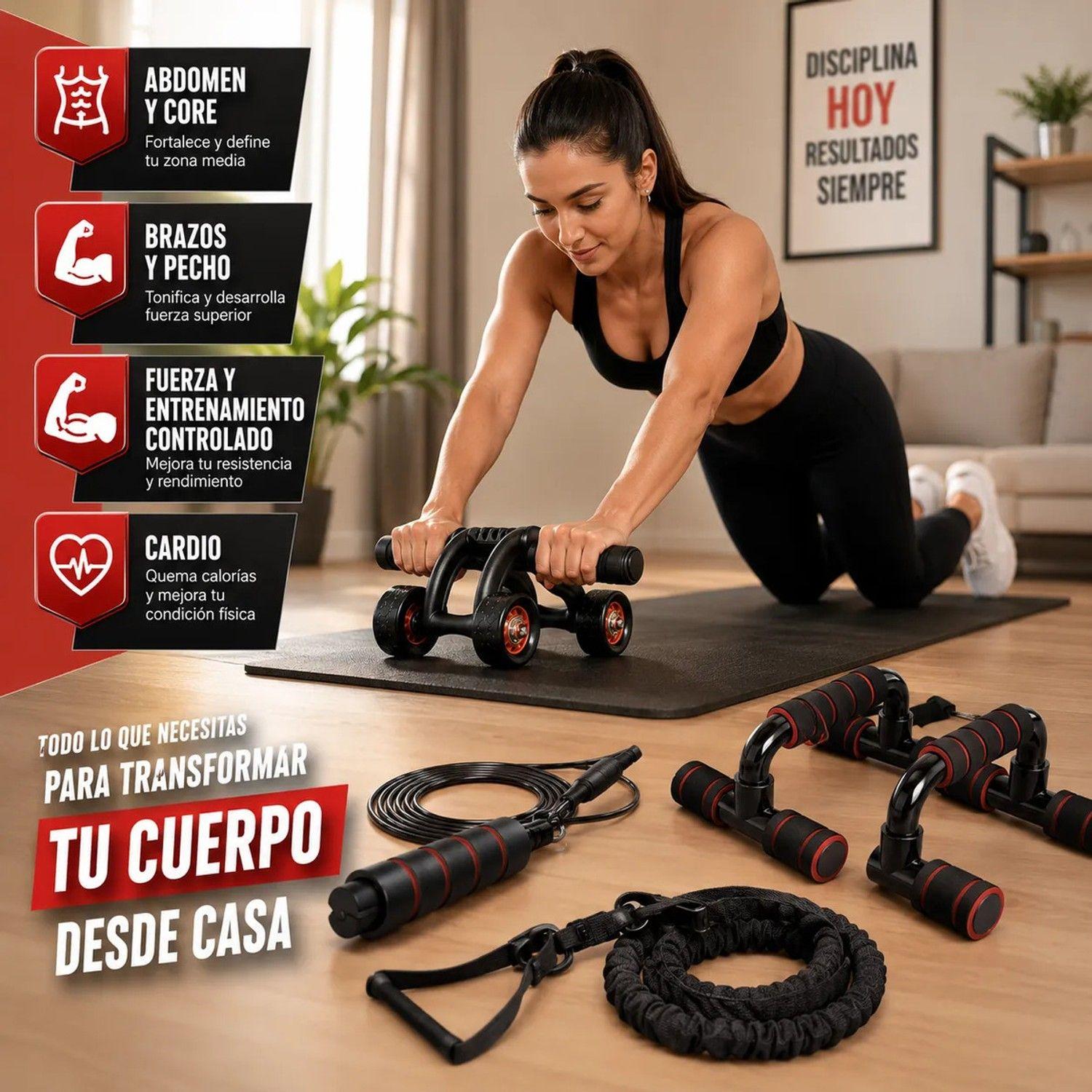 Set De Entrenamiento Multifuncional 7 En 1 Rueda Abdominal-3