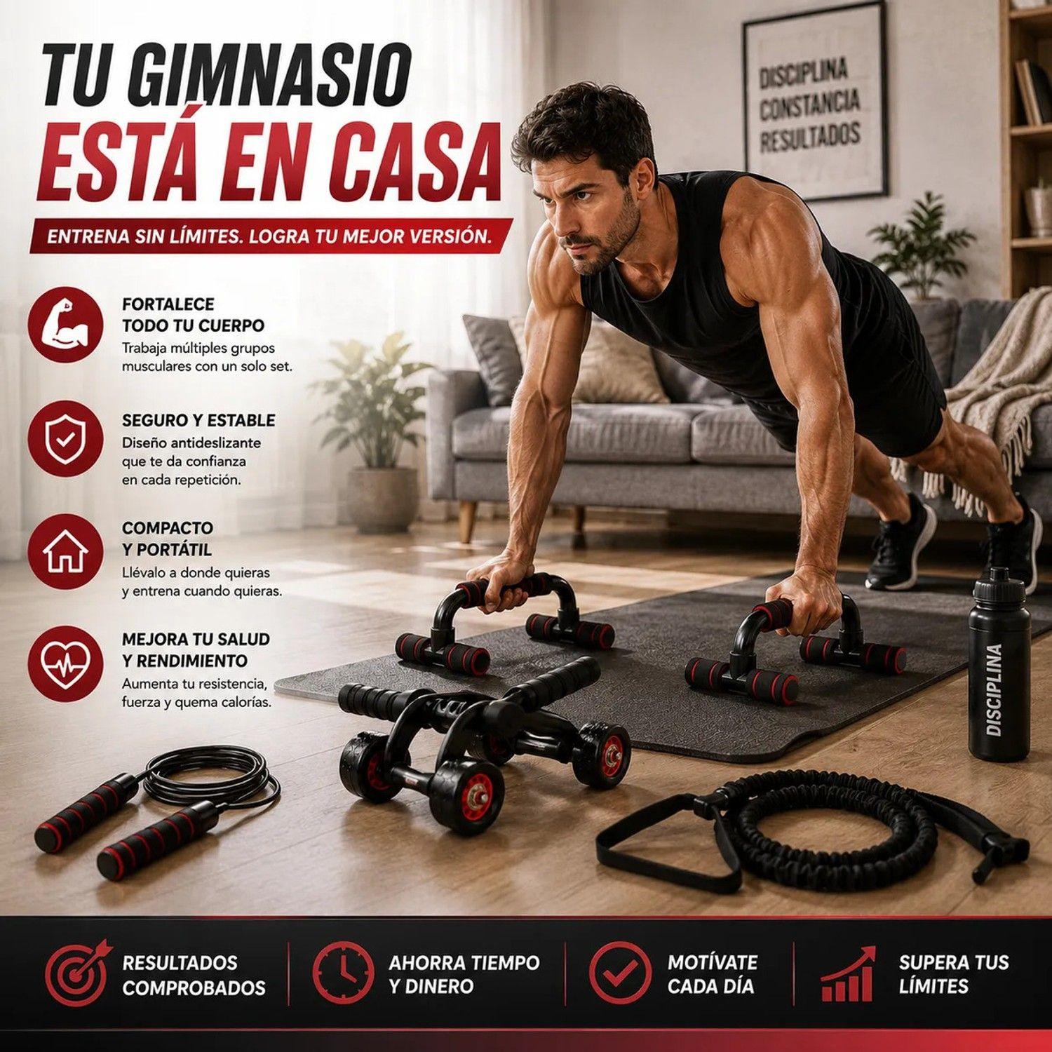 Set De Entrenamiento Multifuncional 7 En 1 Rueda Abdominal-5