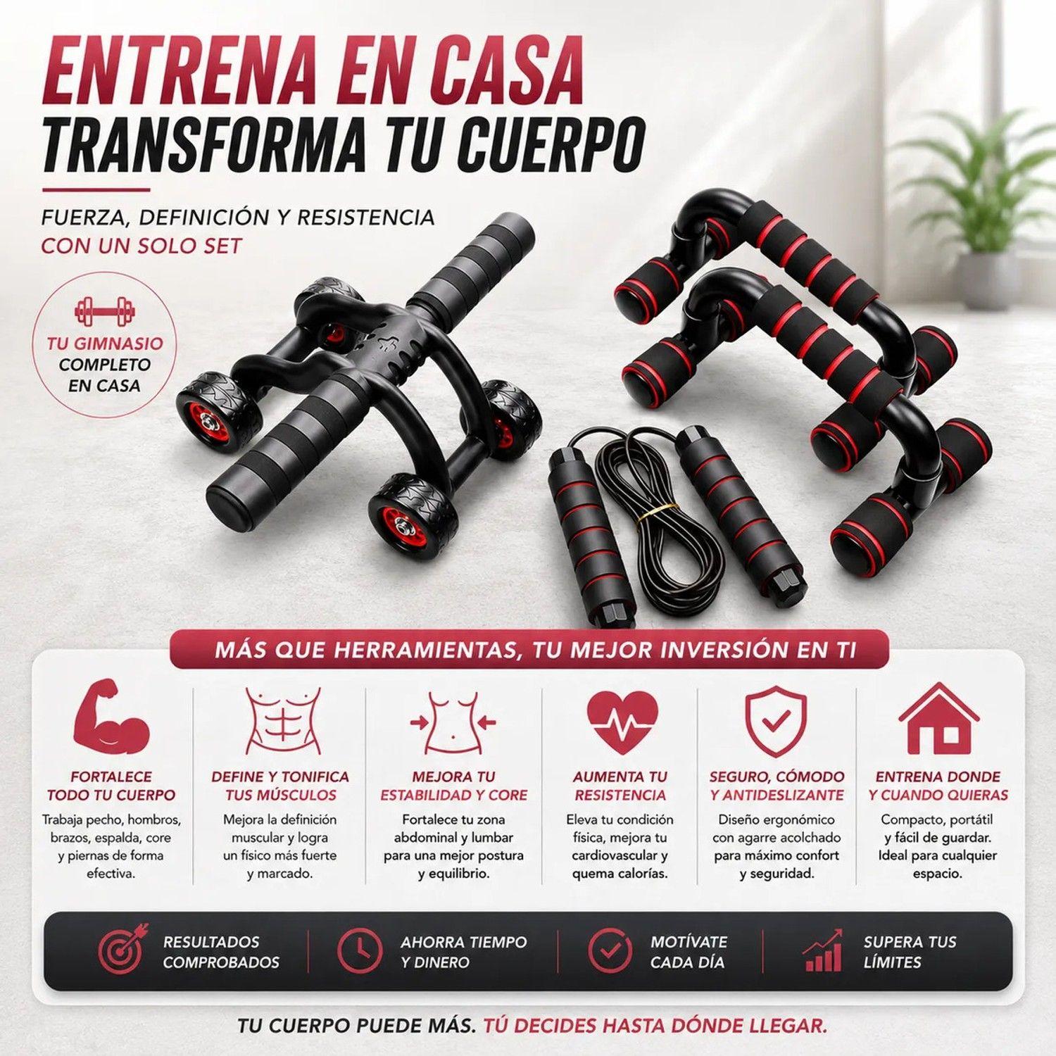 Set De Entrenamiento Multifuncional 7 En 1 Rueda Abdominal-8
