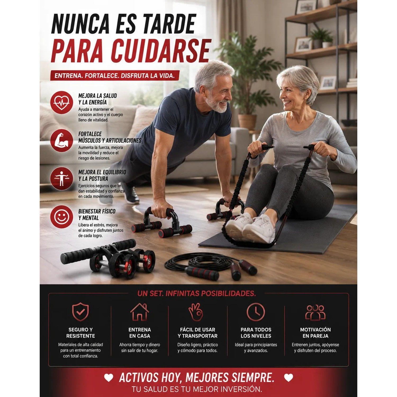 Set De Entrenamiento Multifuncional 7 En 1 Rueda Abdominal-9