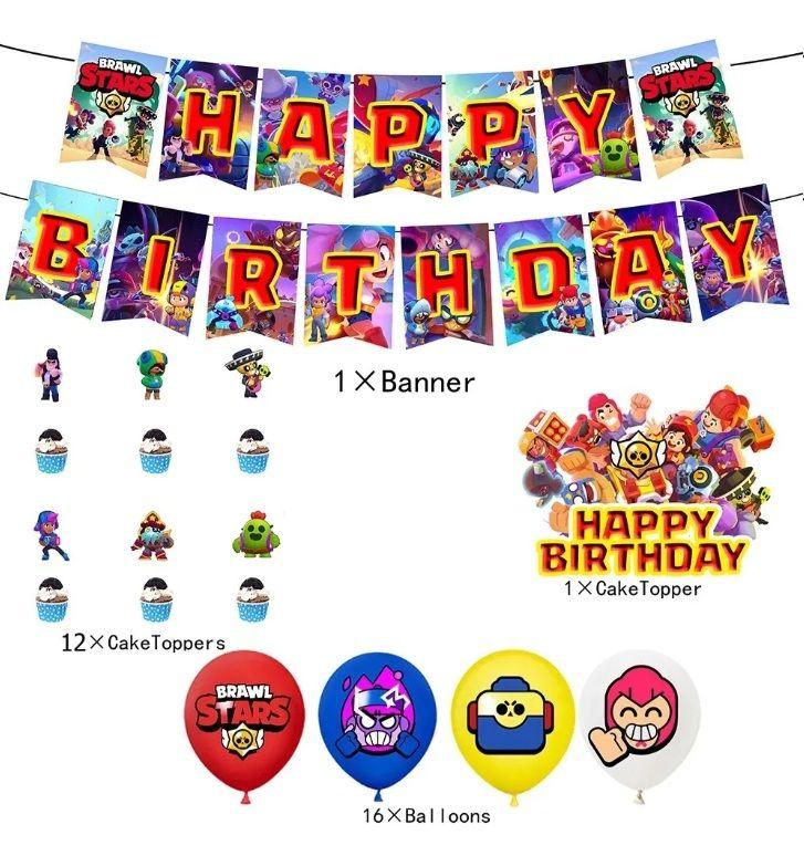 Cotillón Brawl Stars Cumpleaños Con Tela Grande De Fondo-3