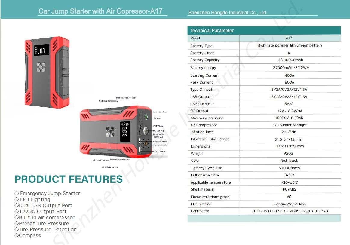 Partidor De Auto Power Bank Con Compresor De Aire-6