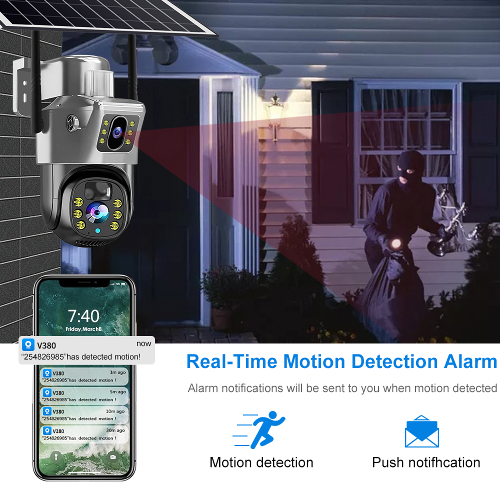 Cámara De Seguridad Solar Wifi Doble Lente 4mp En Español-4