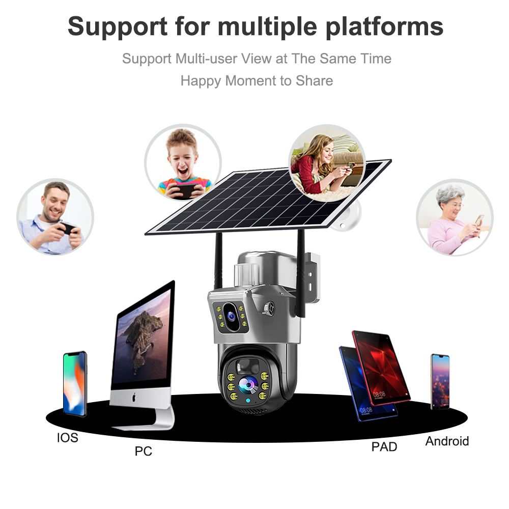 Cámara De Seguridad Solar Wifi Doble Lente 4mp En Español-5