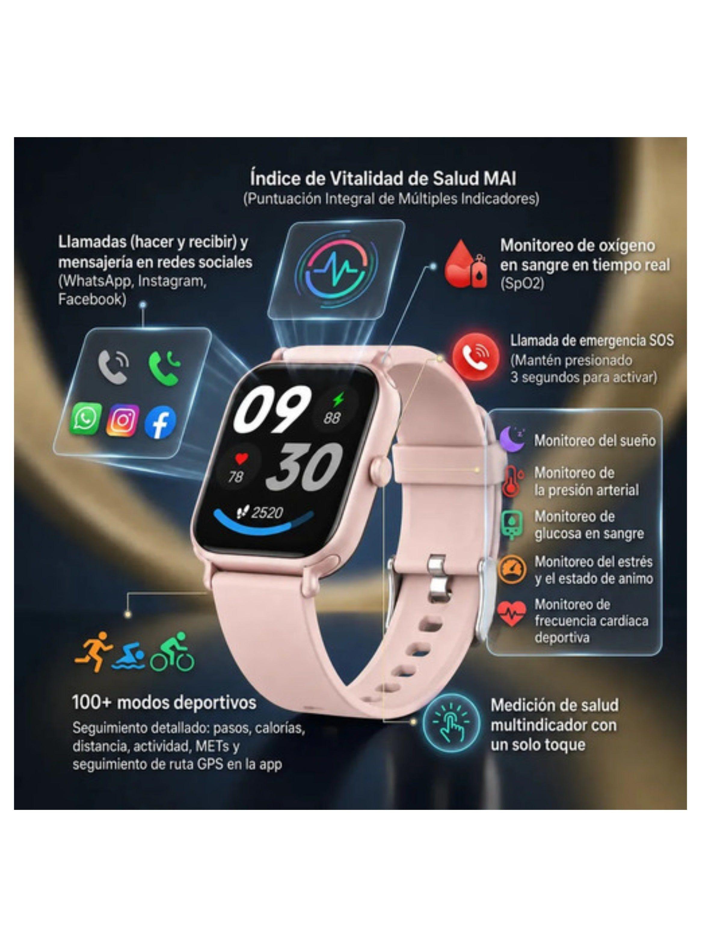 Smartwatch Mujer Con 100 Funciones Sport Health-2
