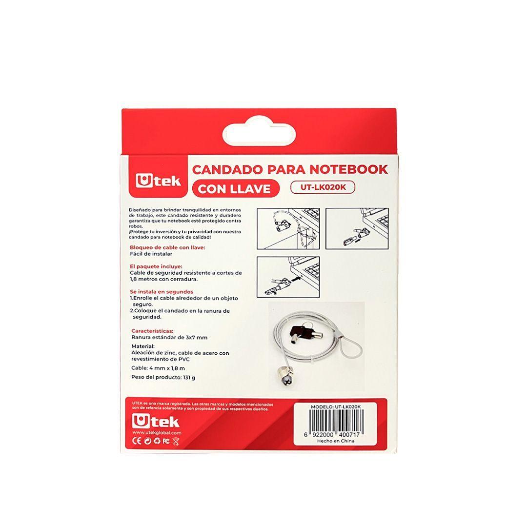 Candado para notebook slot universal con llave 1 8 mts de largo y 4mm espesor-2