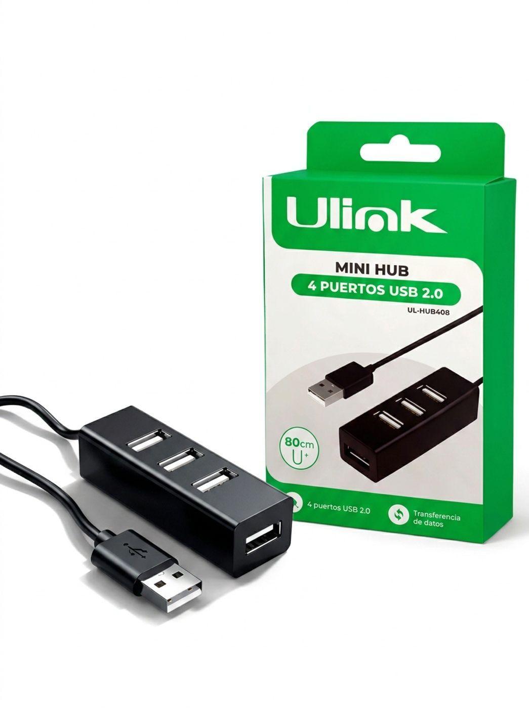 Mini hub usb 2 0 4 puertos con cable de 80 cm UL HUB408-1