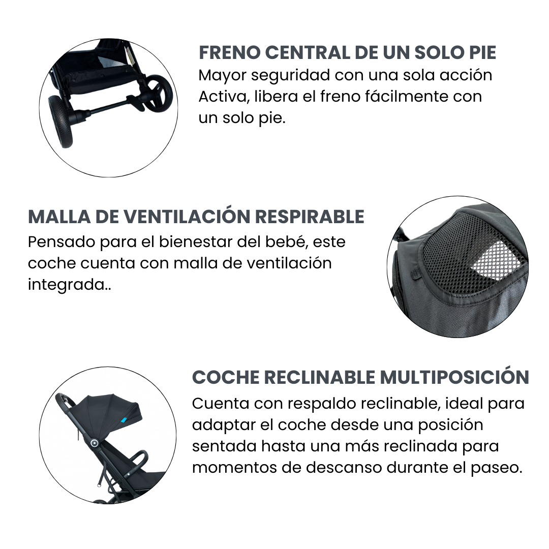 Coche de Paseo Beb Compacto Cierre Automatico Compact Stroller RS 1337 1-5