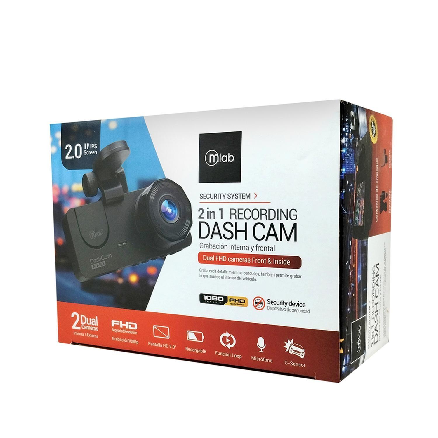 Cámara Auto Mlab DVR FHD, 2 Cámaras Front 1080p/Inside 720p-2