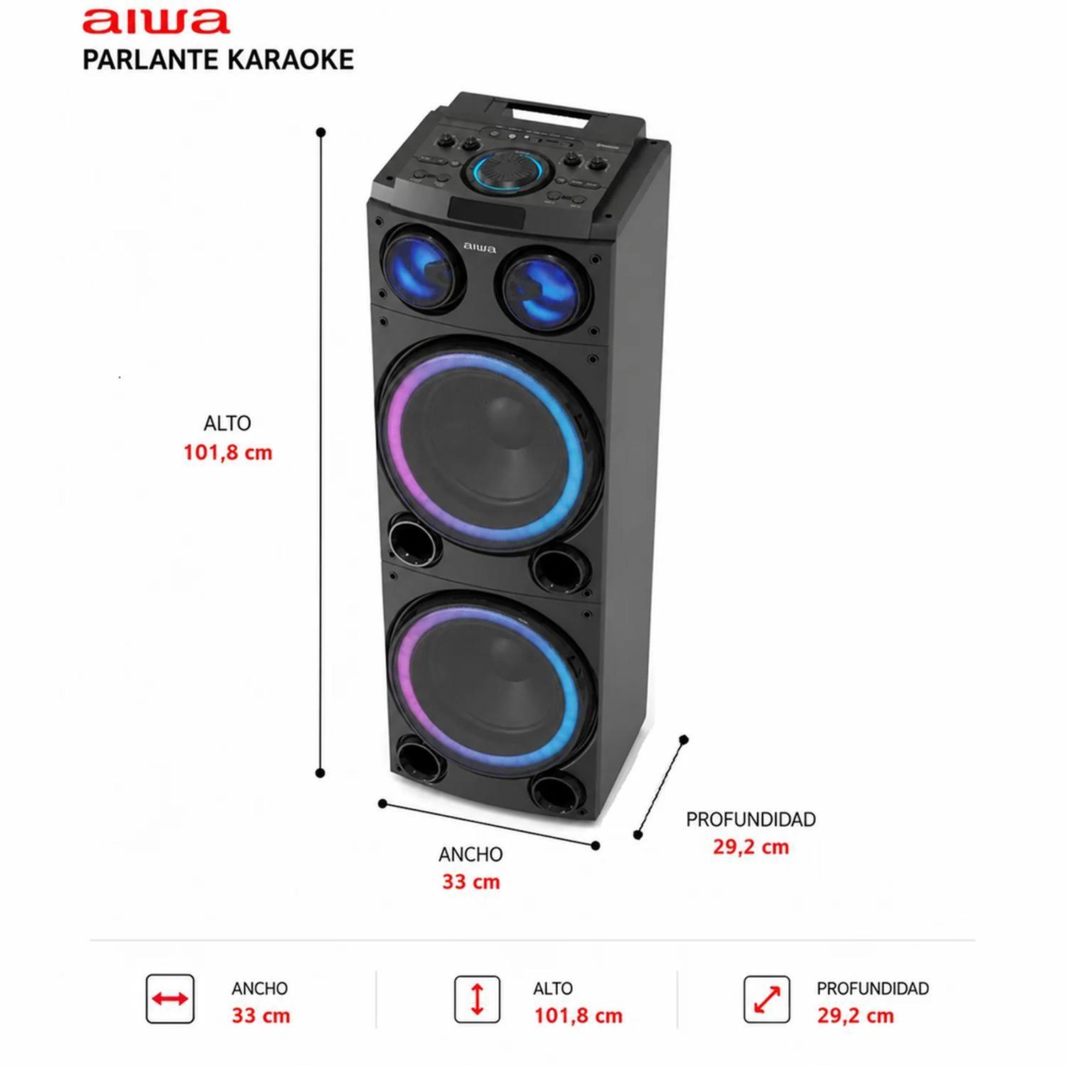 Parlante Karaoke Bluetooth Radio Fm Aiwa 50w X2 Aw-poc14-1