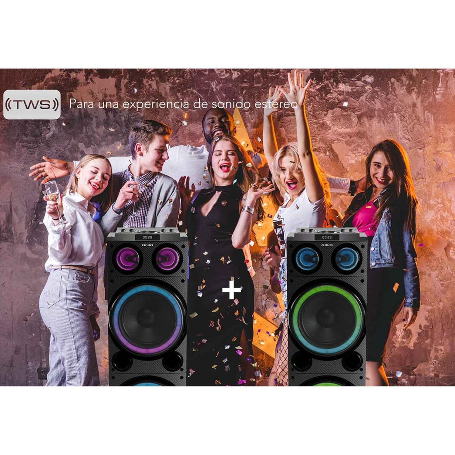 Parlante Karaoke Bluetooth Radio Fm Aiwa 50w X2 Aw-poc14-3