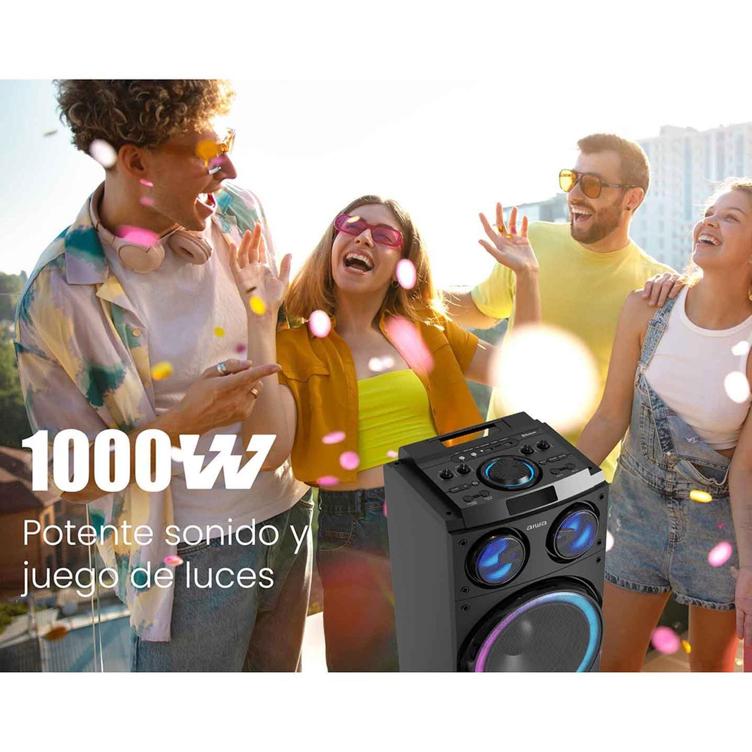 Parlante Karaoke Bluetooth Radio Fm Aiwa 50w X2 Aw-poc14-5