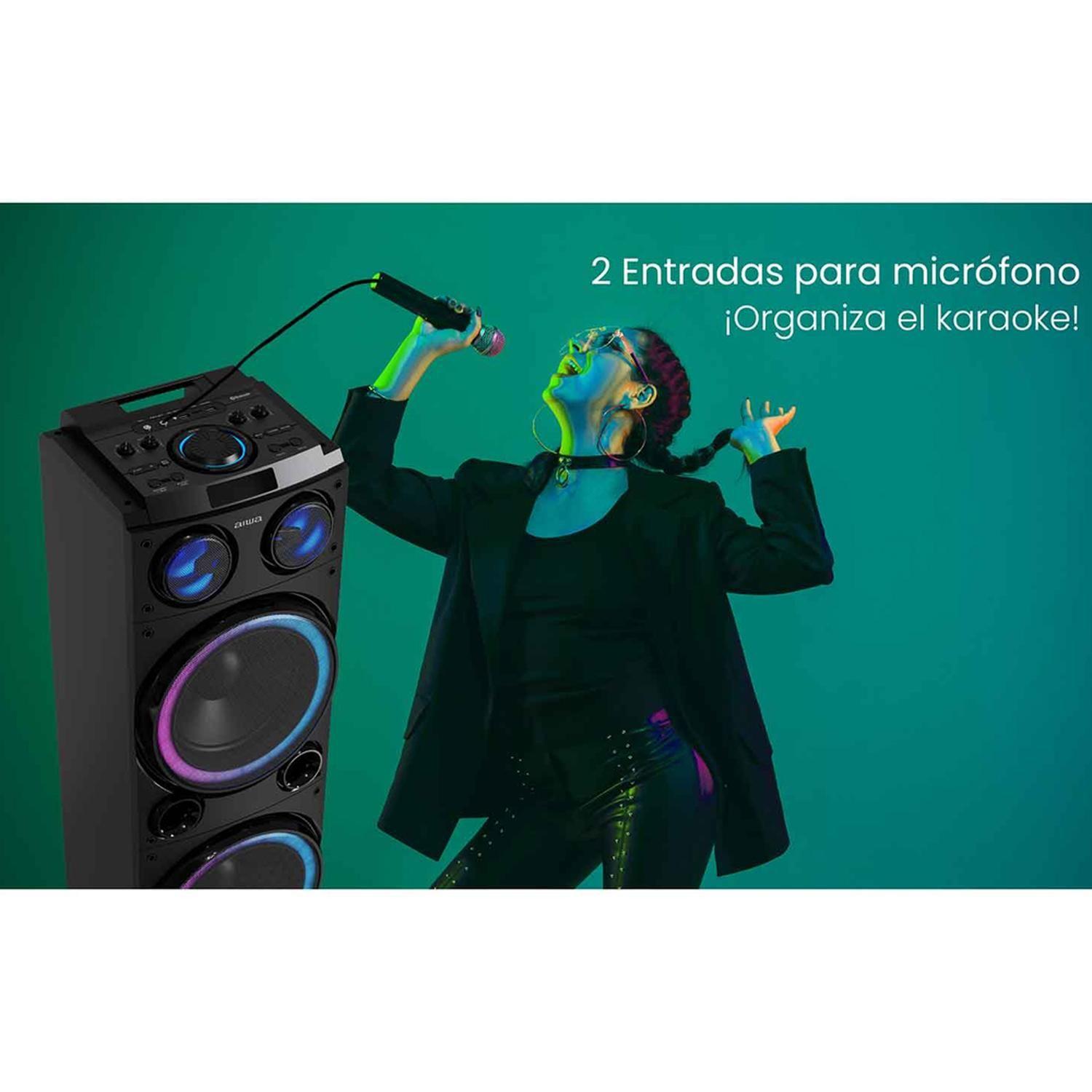 Parlante Karaoke Bluetooth Radio Fm Aiwa 50w X2 Aw-poc14-6