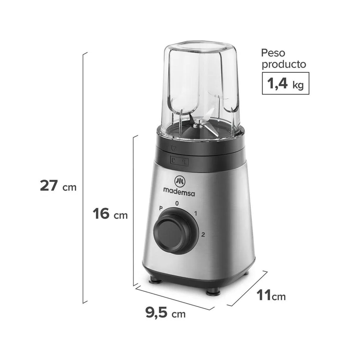 Licuadora Portátil Mademsa con 2 velocidades y botellas 300W MBL30 Acero Inoxidable-2