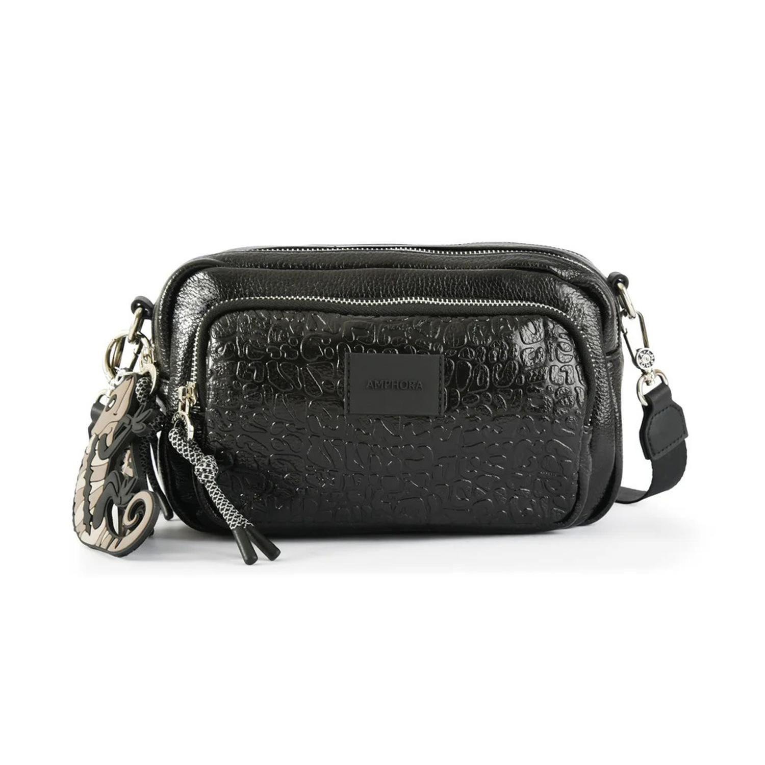 Cartera Bandolera Mediana Exotic Negro Amphora-0