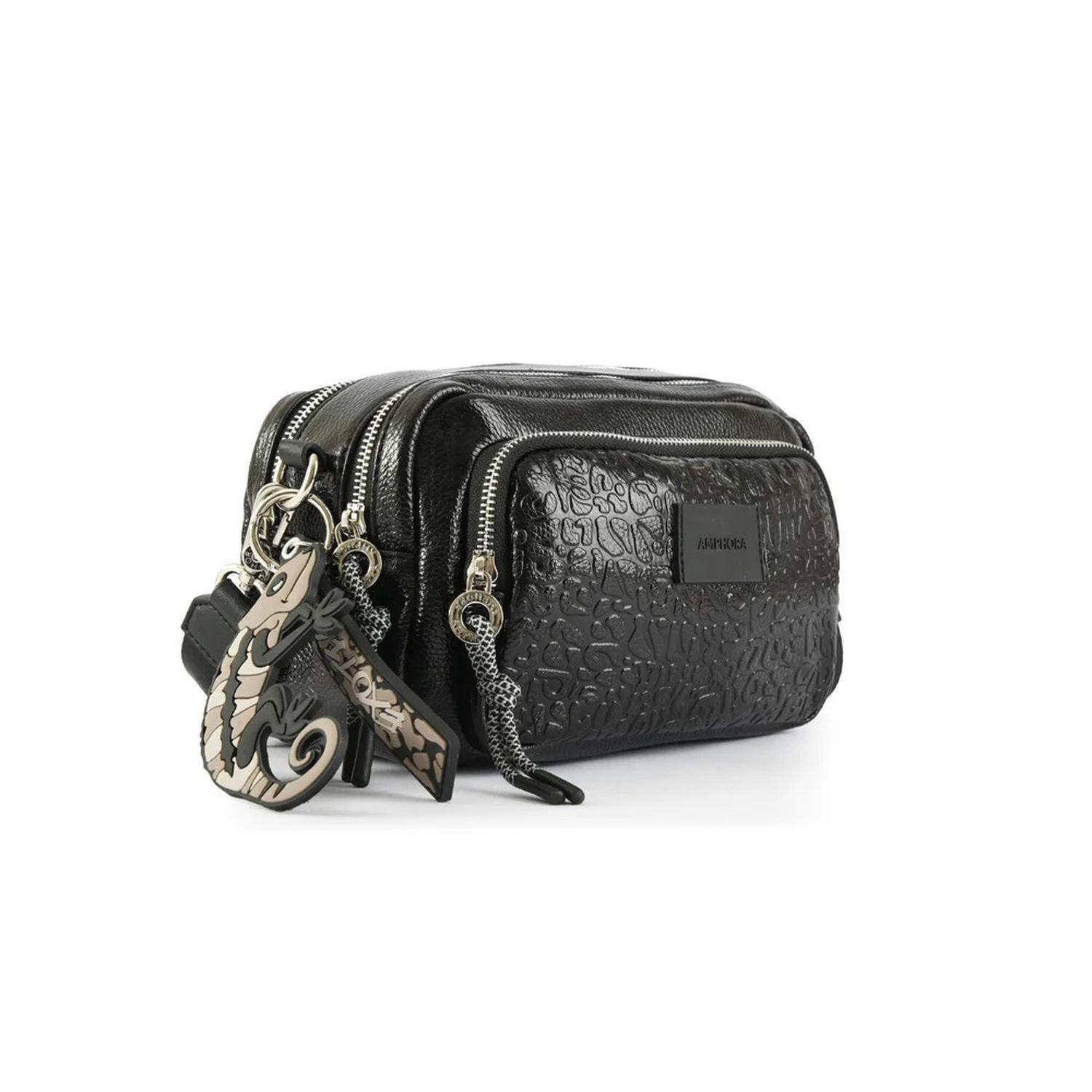 Cartera Bandolera Mediana Exotic Negro Amphora-1