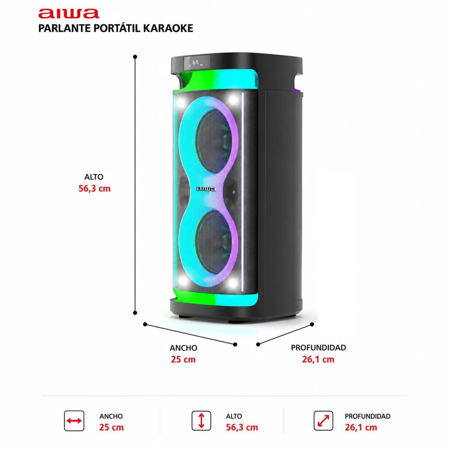 Parlante Bluetooth Portatil Aiwa Karaoke Tws Led Aw-poh4d-1