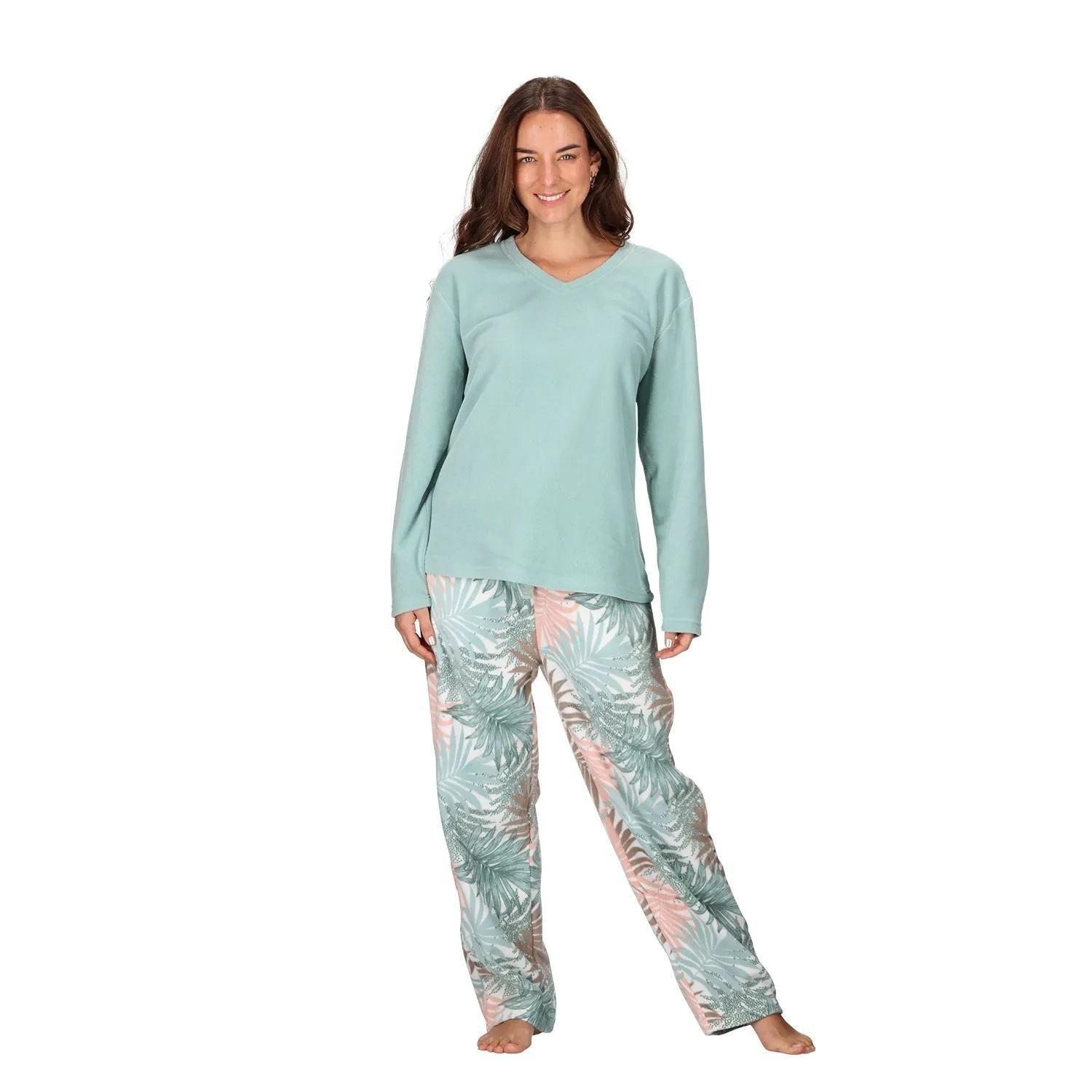 Pijama Polar Con Pantuflas 30926 Mujer Caffarena-0