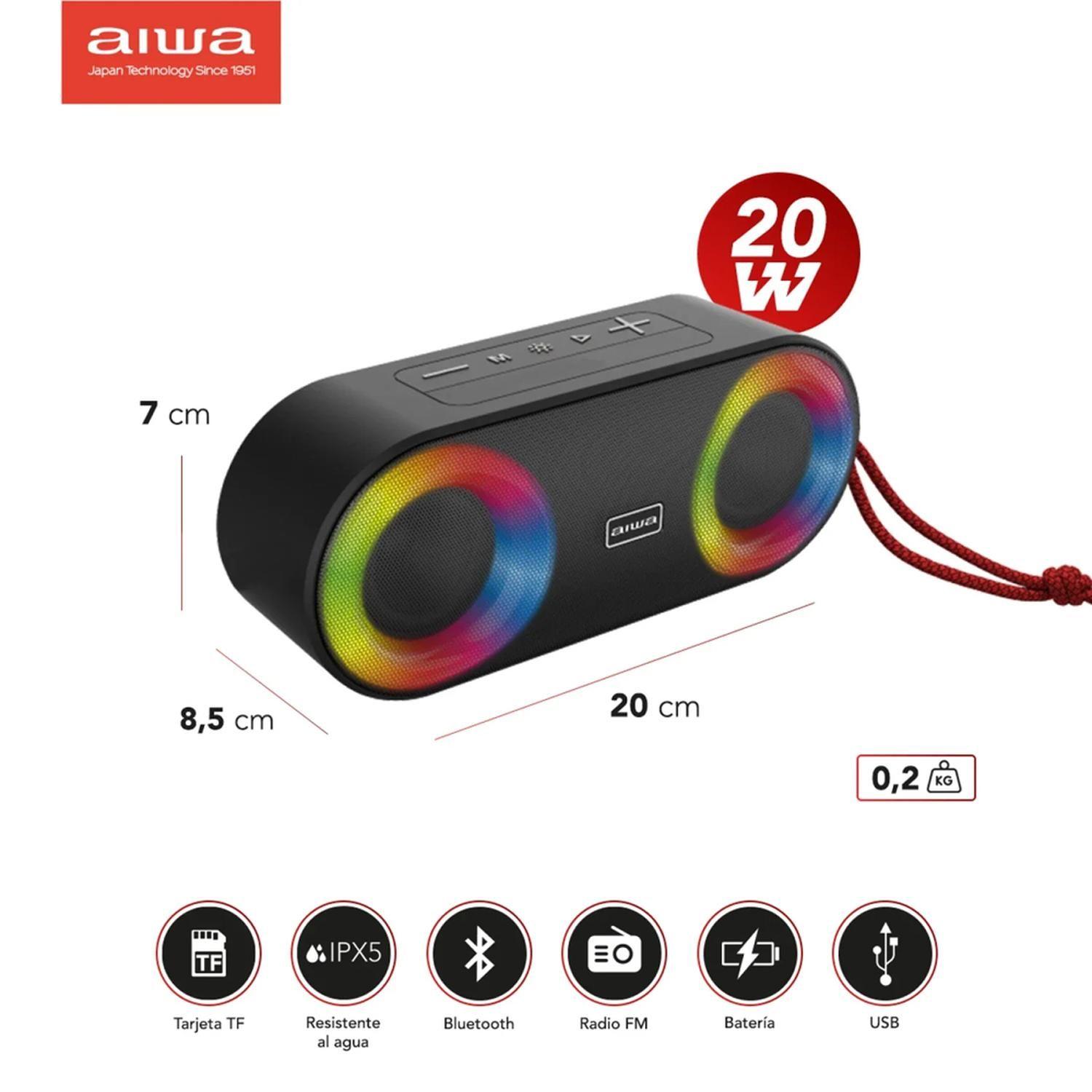 Parlante Portátil Bluetooth Aiwa 20w Ipx5 Radio Fm Aw-sj215-1