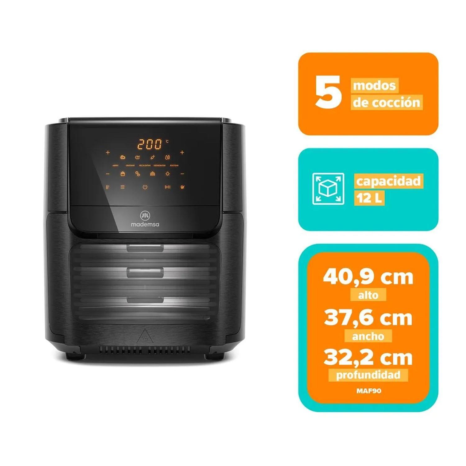 Freidora de Aire 5 en 1 Mademsa 12L con Panel Digital 1700W MAF90 Gris-2