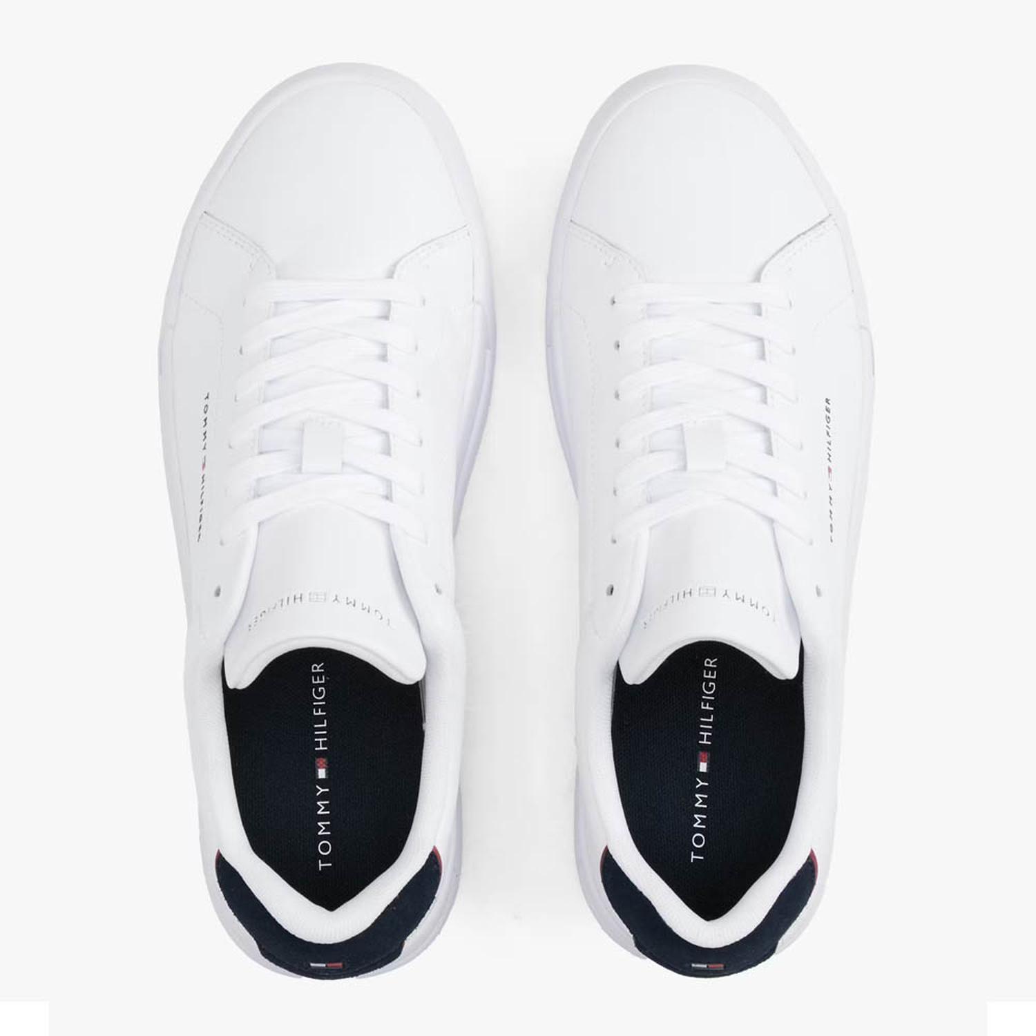 Zapatillas Tommy Hilfiger Th Court Leather Detail Essential Blanco/Cielo Desértico 53670LD-2