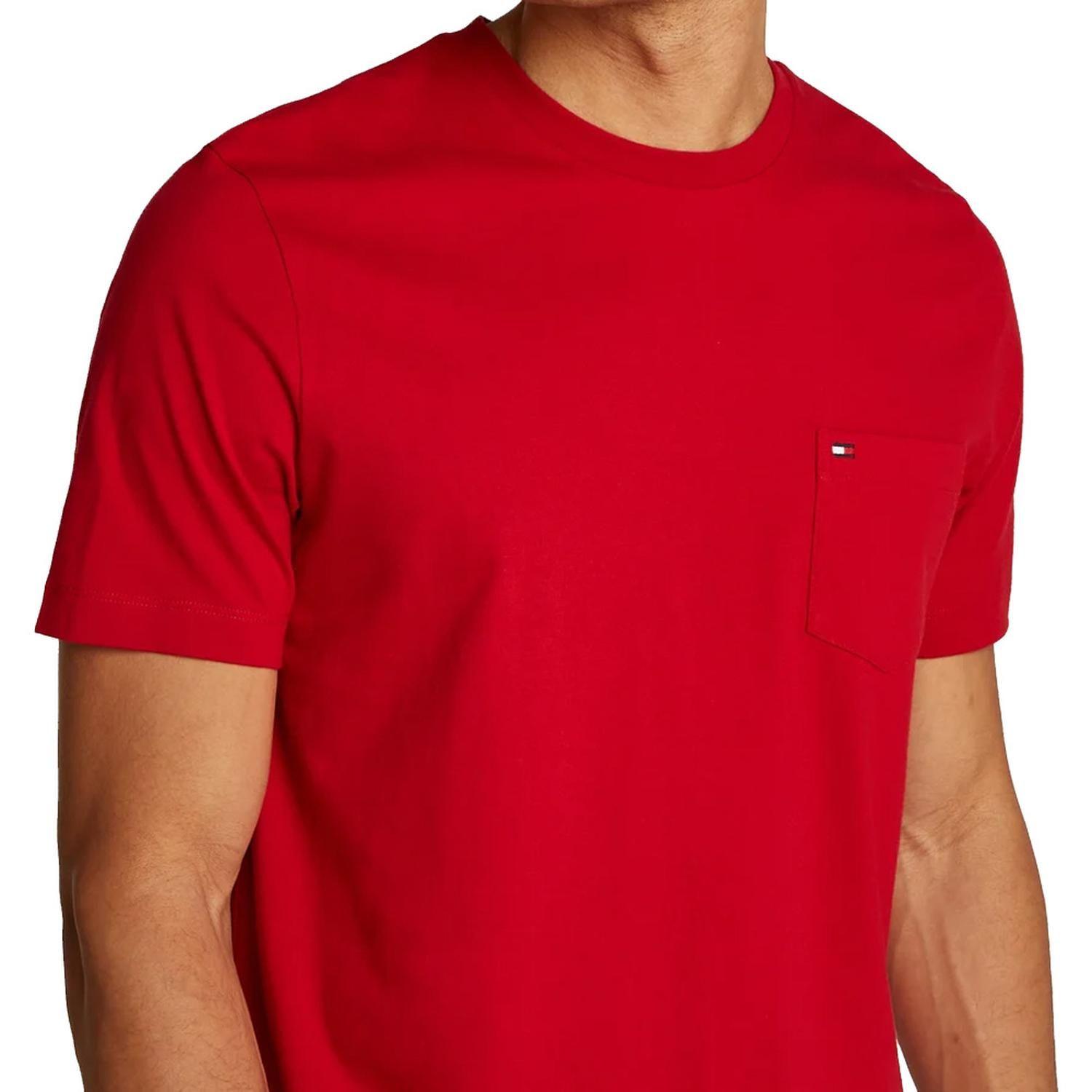Polera Cuello Redondo Con Bolsillo Rojo Tommy Hilfiger-3