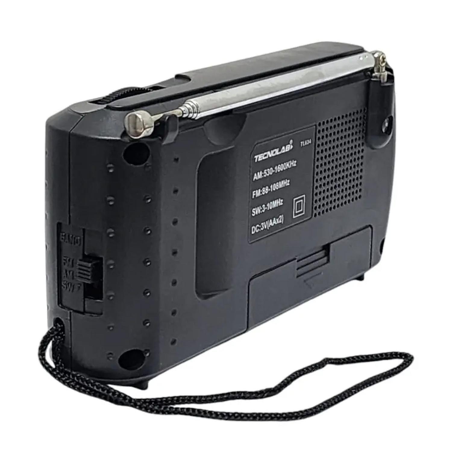 Radio Portátil AM-FM TECNOLAB TL634 Negro 3W-2