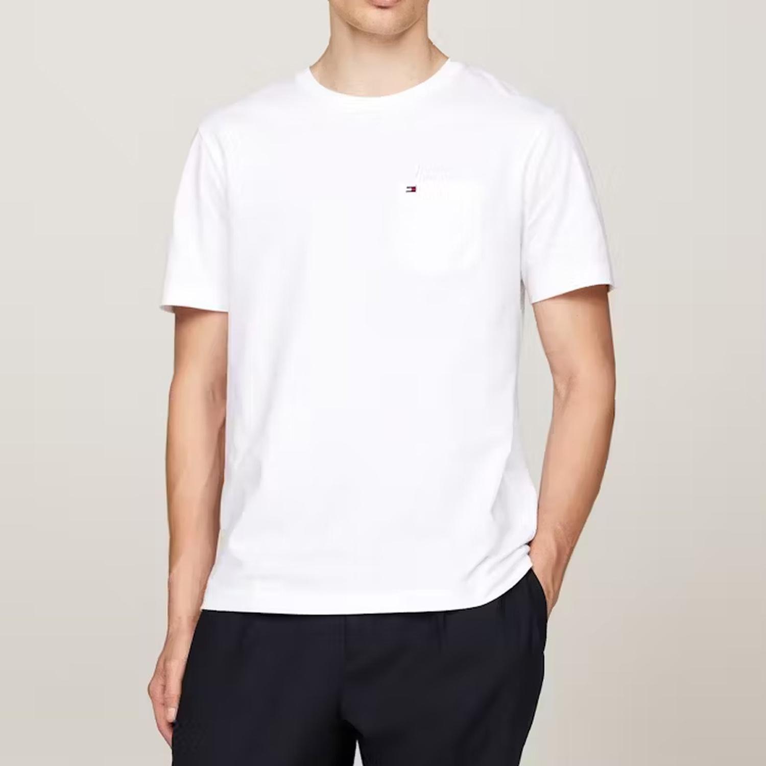 Polera Cuello Redondo Hombre Con Bolsillo Blanco Tommy Hilfiger-0