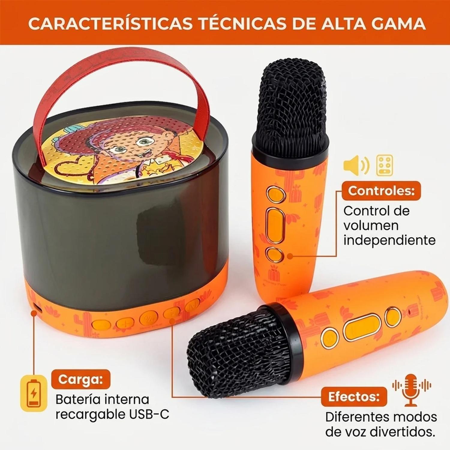 Parlante Karaoke 2 Micrófonos Bluetooth Toy Story 5-2