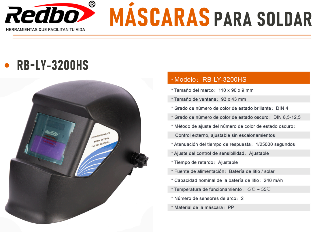 MASCARA DE SOLDAR FOTOSENSIBLE RB-LY-3200HS REDBO-4