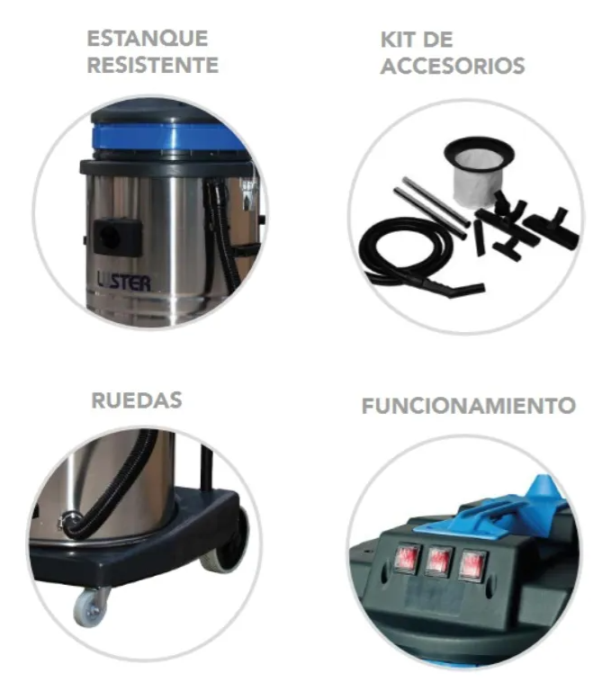ASPIRADORA INDUSTRIAL POLVO/AGUA 80L 3000W LUSTER BLUE 585-2