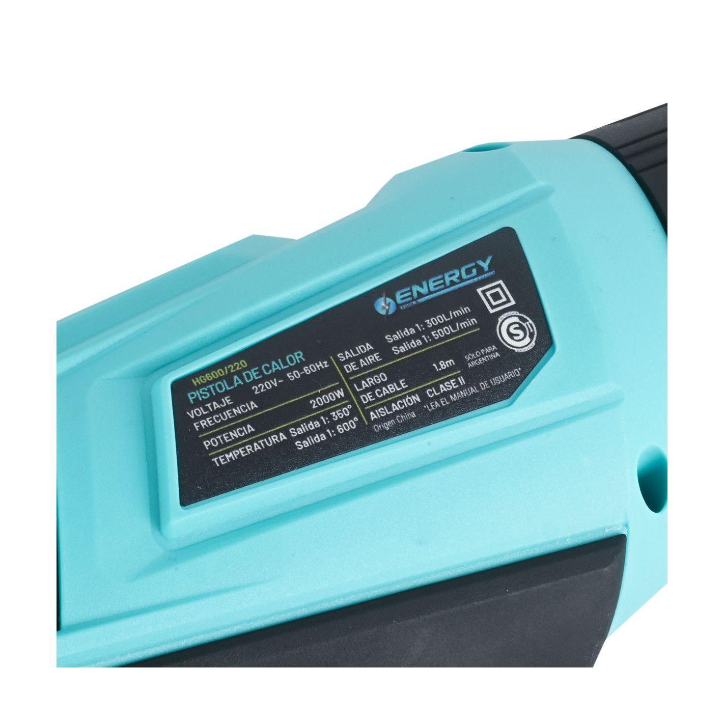 PISTOLA DE CALOR 2000W ENERGY HG600 220 -4