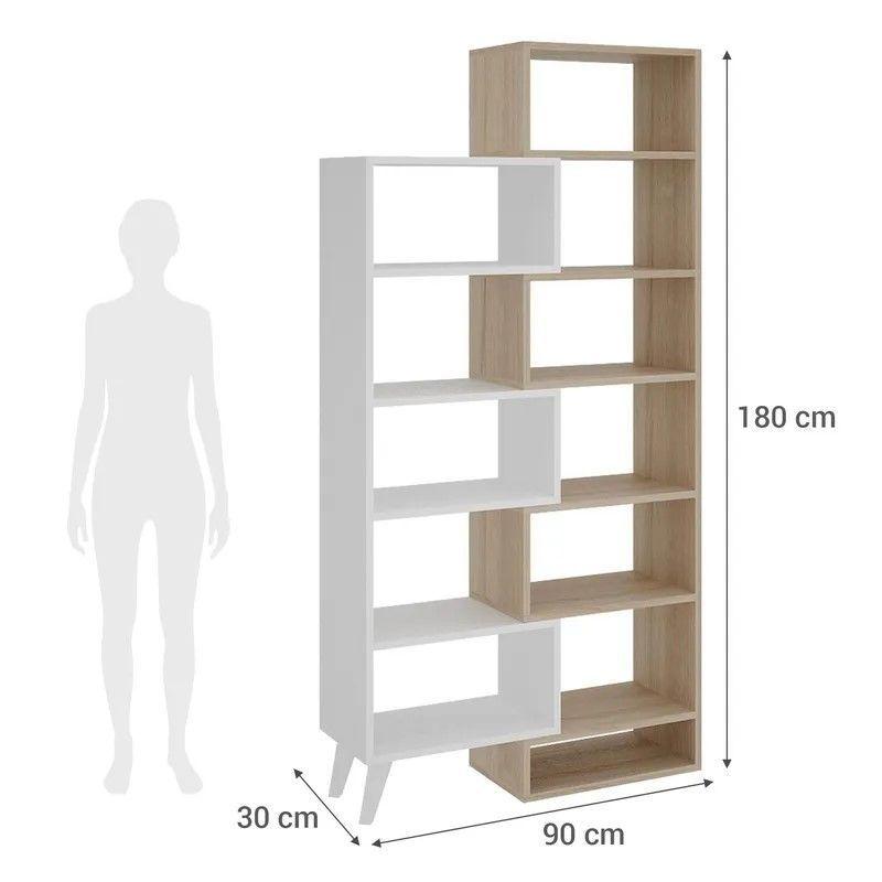 Estante Melamina 6 Nivel(es) 90x180x30 cm Blanco/Madera-2