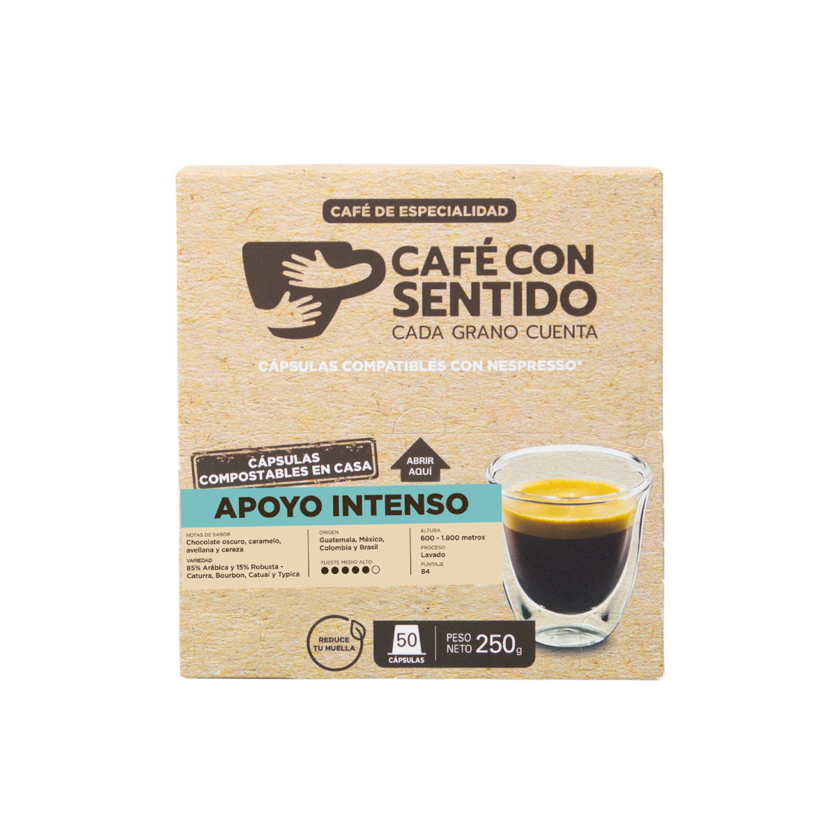 Café Apoyo Intenso 100 cápsulas compatibles con Nespresso-2