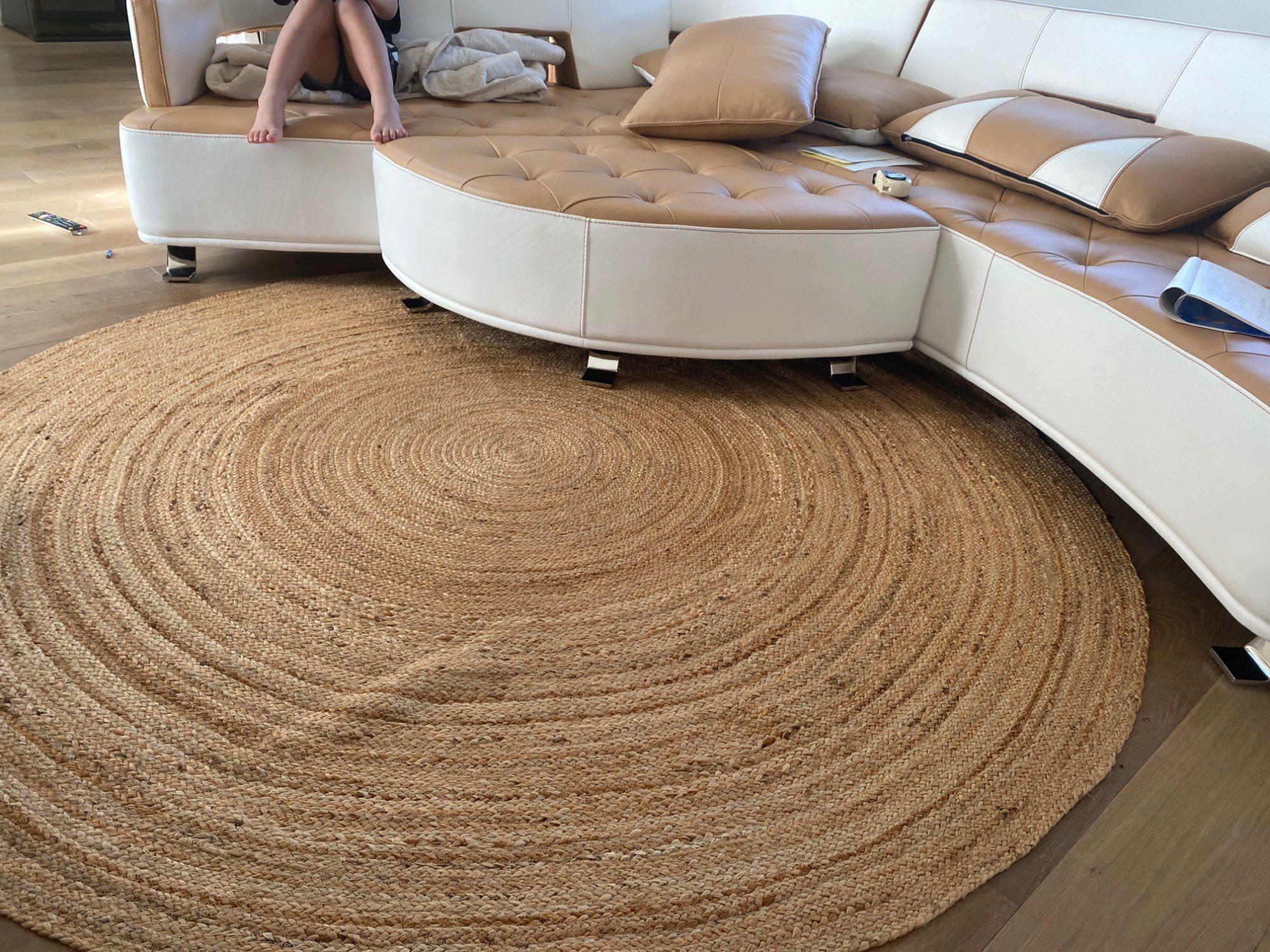 Alfombra Redonda 120cm Yute Natural Tejido Interior Exterior-2